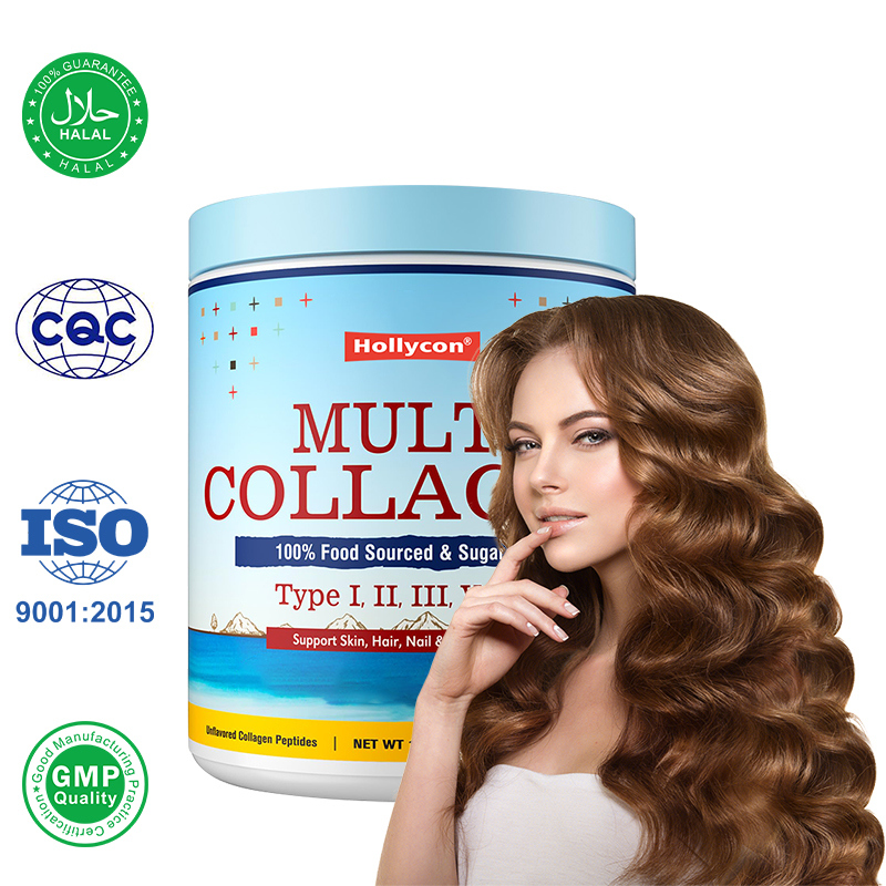 Poudre de peptides de collagène multi-types I II III V X - Complément de collagène hydrolysé 454g - Dose quotidienne personnalisée de 3g