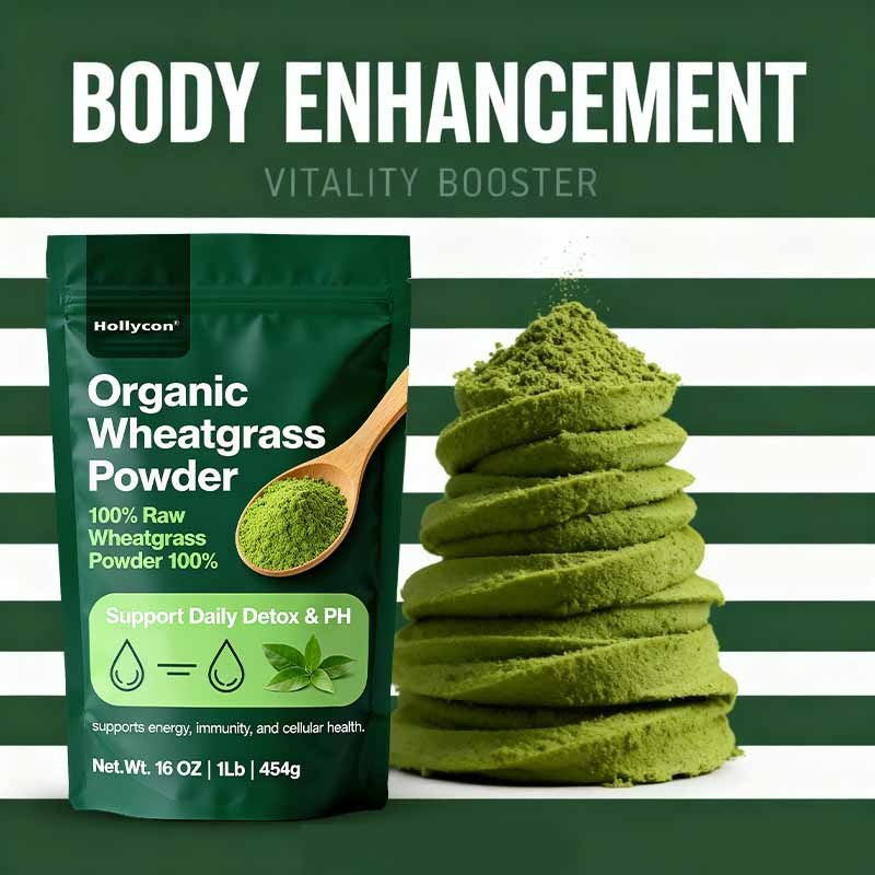 OEM / ODM Organic Wheatgrass Powder - 100% Raw Superfood | Detox, Alkalize & Cleanse | USDA Organic, Vegan 454 Gram , custom Formula, Powder Manufacturer