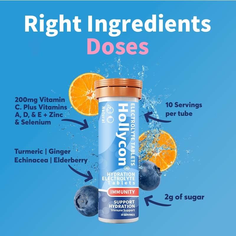 Comprimés d'électrolytes d'hydratation OEM Immunité Vitamine C Comprimé effervescent d'hydratation Gingembre Curcuma Comprimés d'électrolytes d'hydratation