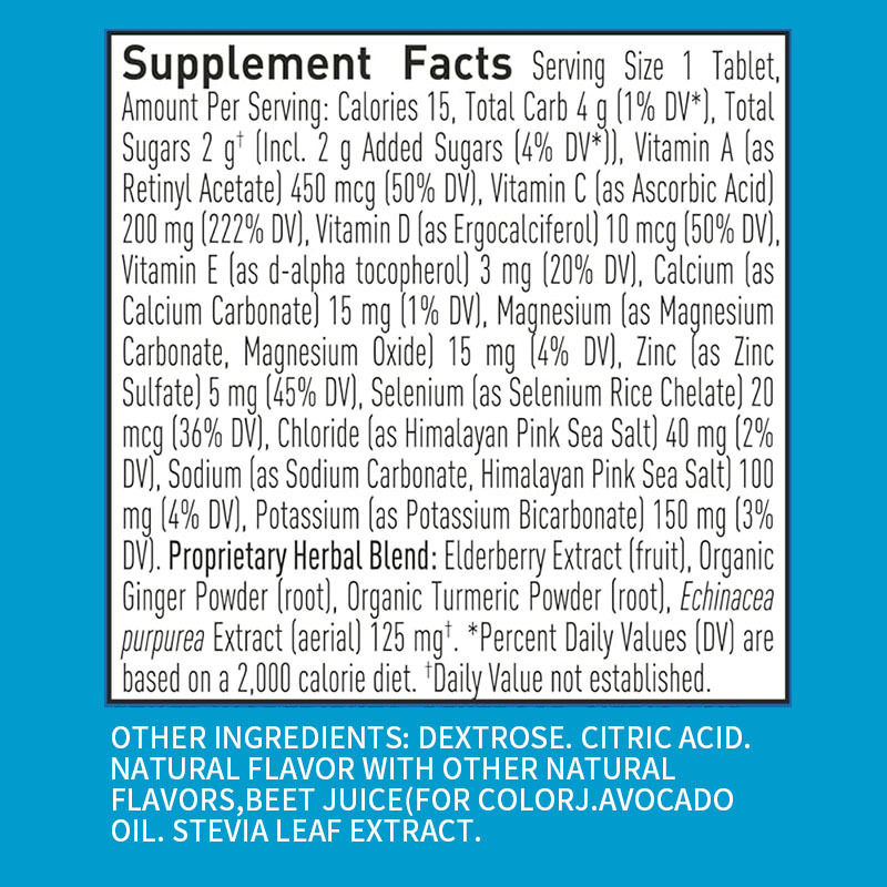 Comprimés d'électrolytes d'hydratation OEM Immunité Vitamine C Comprimé effervescent d'hydratation Gingembre Curcuma Comprimés d'électrolytes d'hydratation