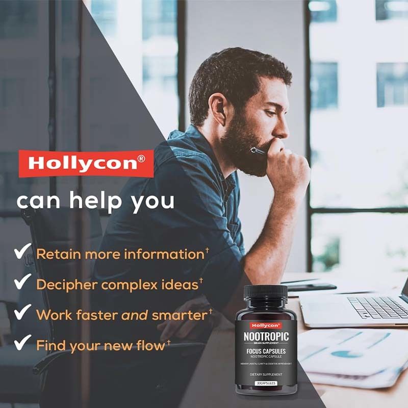 OEM Focus Capsules avec L-théanine Vitamine B6 Mémoire Clarté mentale et amélioration cognitive Supplément cérébral nootropique