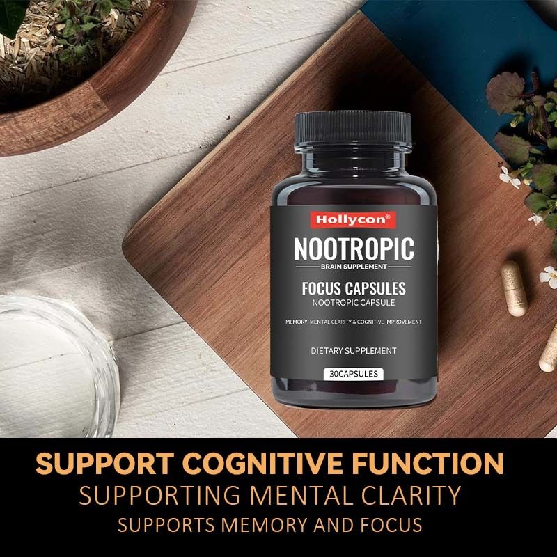 OEM Focus Capsules avec L-théanine Vitamine B6 Mémoire Clarté mentale et amélioration cognitive Supplément cérébral nootropique