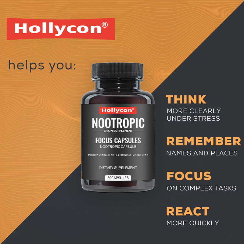 OEM Focus Capsules avec L-théanine Vitamine B6 Mémoire Clarté mentale et amélioration cognitive Supplément cérébral nootropique