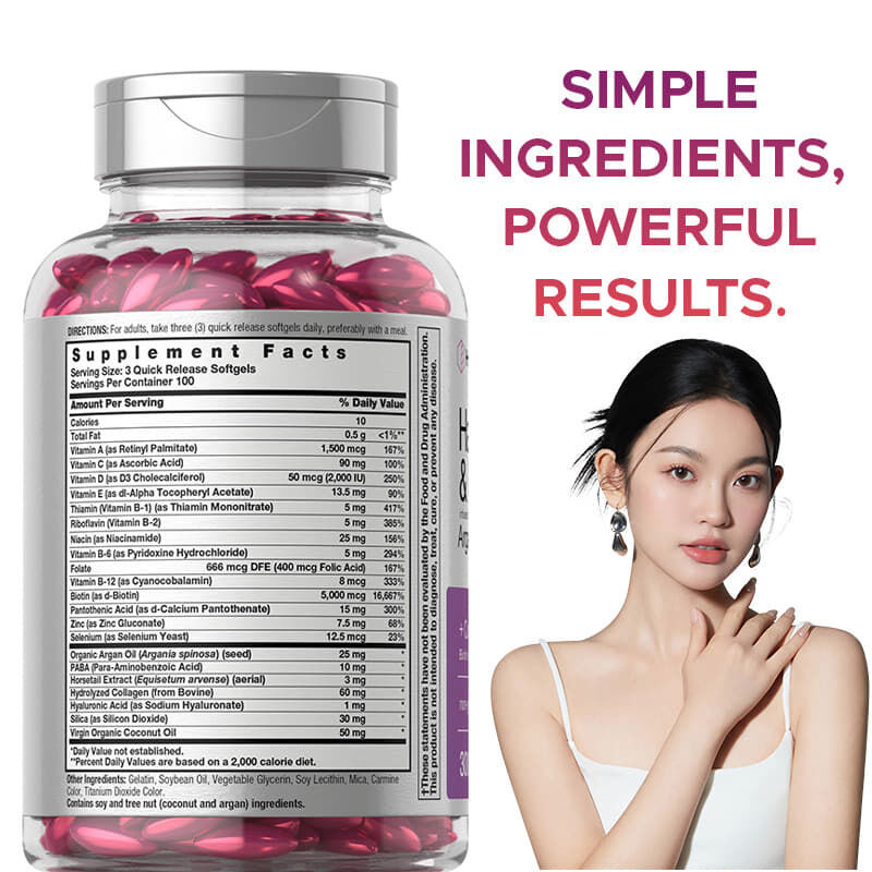 Biotine pour la croissance des cheveux Gels doux pour les cheveux Peau et ongles Vitamines Collagène Vitamine C Original Manufacturer