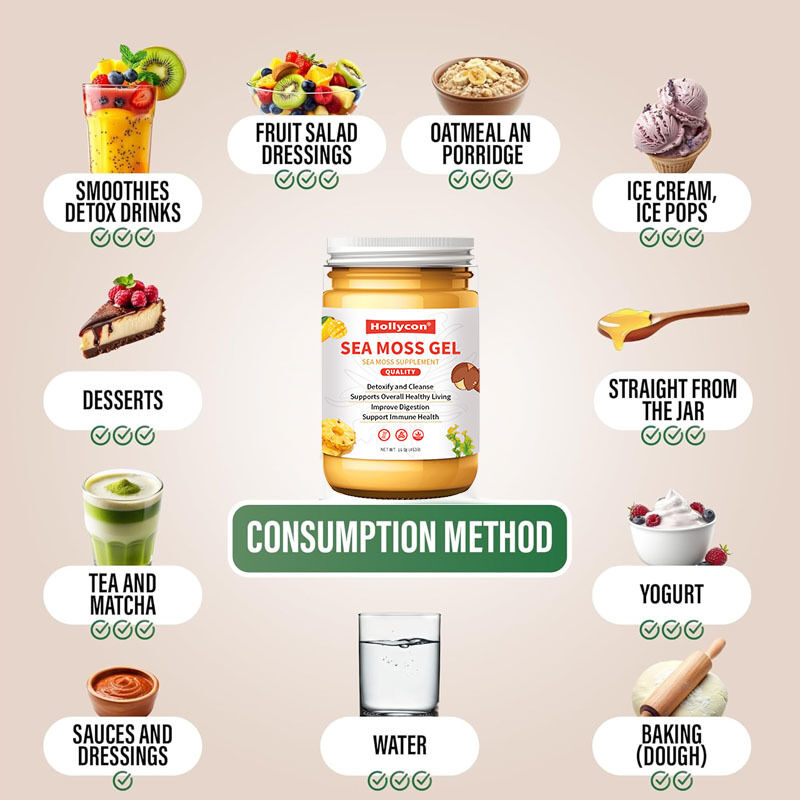 OEM Nutritif Raw Seamoss Détoxifier et Nettoyer Riche en Minéraux Protéines Vitamines Santé Sea Moss Gel