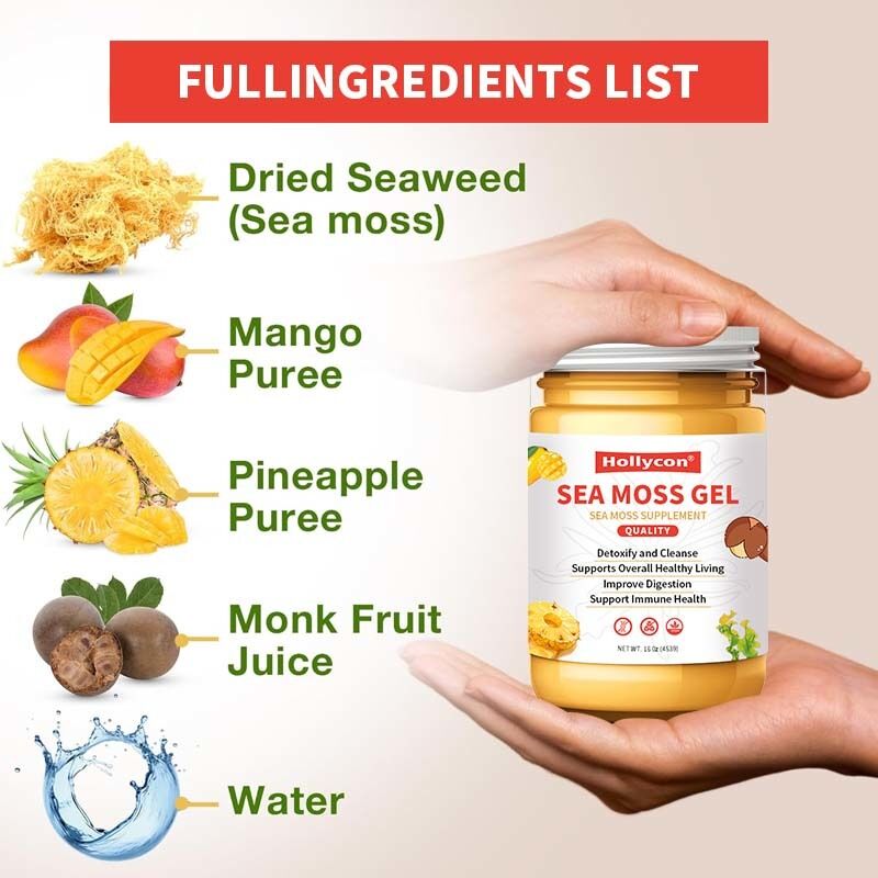 OEM Nutritif Raw Seamoss Détoxifier et Nettoyer Riche en Minéraux Protéines Vitamines Santé Sea Moss Gel