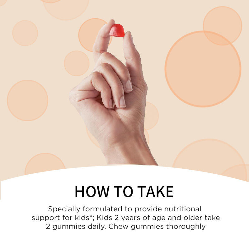 Produits biologiques pour enfants Vitamine D3 Vitamine D3 Supplément de gomme pour os et santé immunitaire Vitamine D3 gommeuses