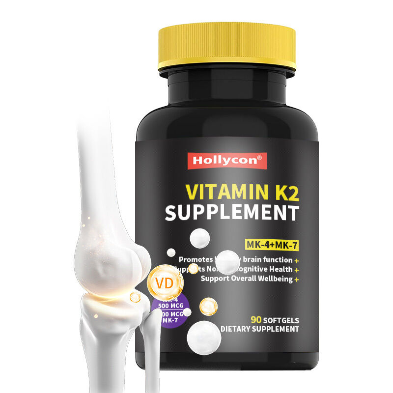 Softgels OEM de vitamine K2 à spectre complet avec 600 mcg de forme trans, favorisant la santé générale et la solidité des os, supplément de vitamine K2