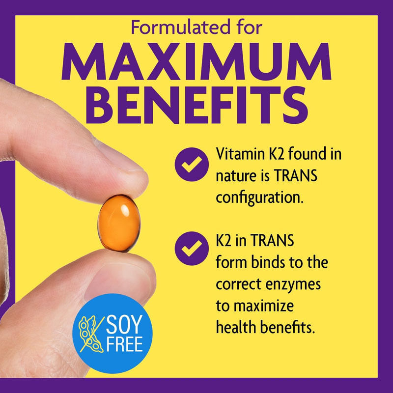 Softgels OEM de vitamine K2 à spectre complet avec 600 mcg de forme trans, favorisant la santé générale et la solidité des os, supplément de vitamine K2