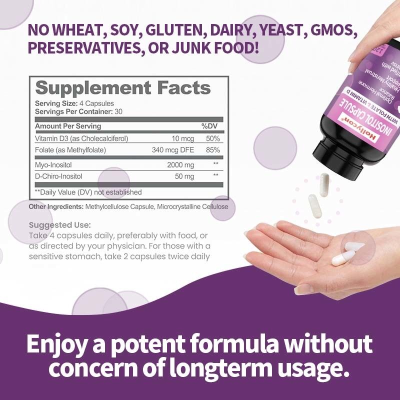 Complément d'inositol premium OEM Inositol Plus Ratio Équilibre hormonal sain et soutien ovarien sain pour les femmes, capsule d'inositol