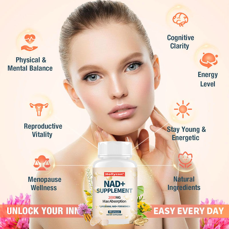 OEM 2000MG NAD+ liposomique pour les femmes Maximum d'absorption NAD Plus Ménopause Clarté cognitive Énergie Supplément NAD +