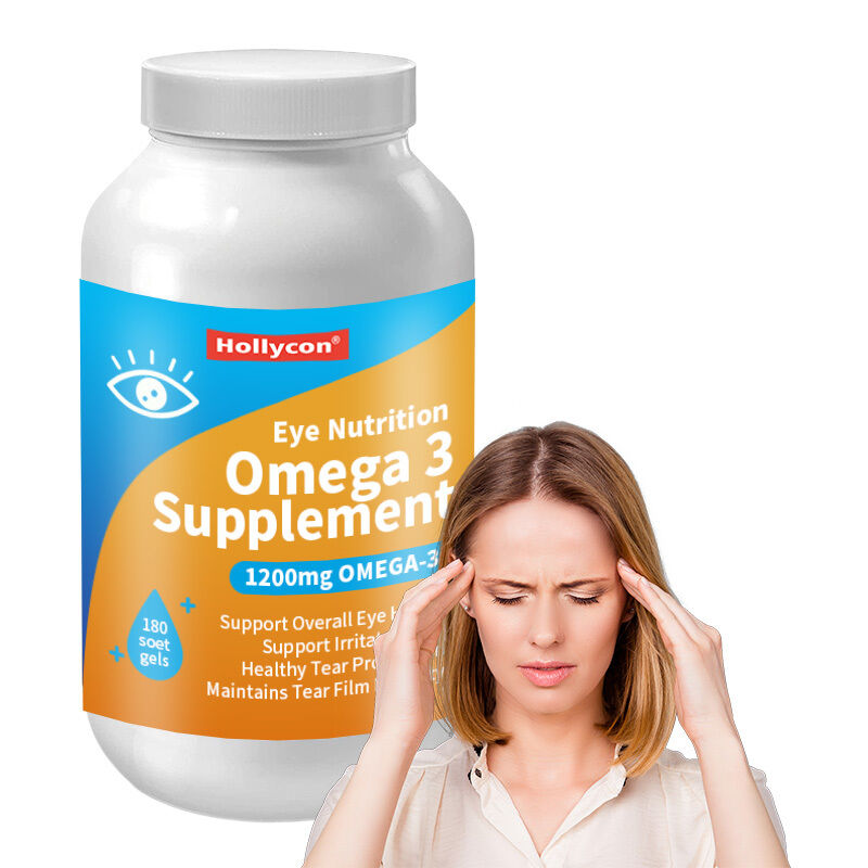 OEM 1200mg Oméga 3 Supplément pour la nutrition oculaire Triglycérides de graines de lin biologiques Huile de poisson et vitamine E Oméga 3 Softgel