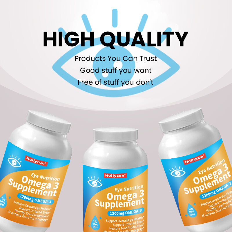 OEM 1200mg Oméga 3 Supplément pour la nutrition oculaire Triglycérides de graines de lin biologiques Huile de poisson et vitamine E Oméga 3 Softgel