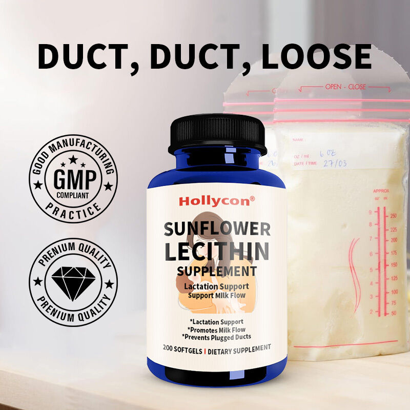 OEM Lecithine de tournesol gels doux 1200mg soutien de la lactation Le lait coulent obstrué Les conduits de lait Lecithine de tournesol Supplément