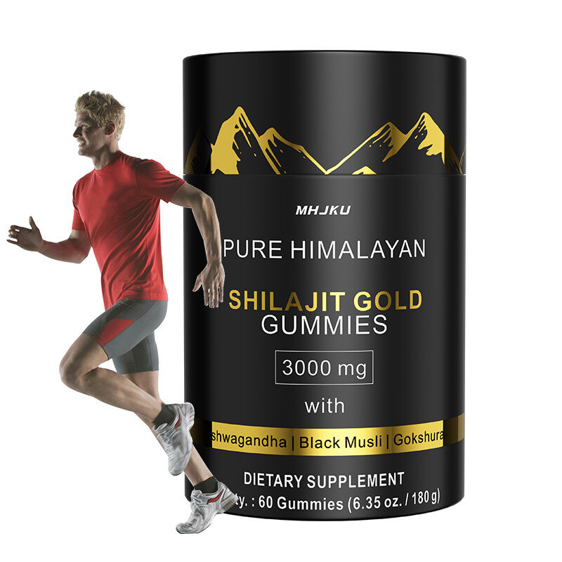 OEM 3000 mg avec Ashwagandha et énergie naturelle noire et soutien immunitaire Endurance et stimulation de l'humeur Pure Shilajit Gummies de l'Himalaya