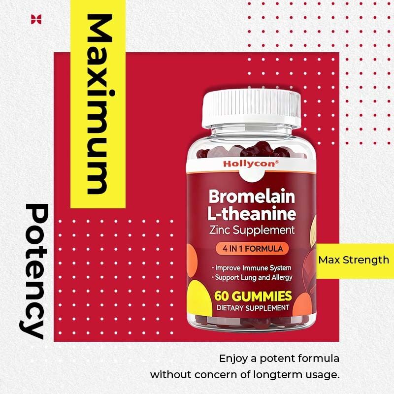 Étiquette privée Bromélaïne L-théanine Zinc Suppléments végétaliens Suppléments pour enfants Adultes Quercétine gommes