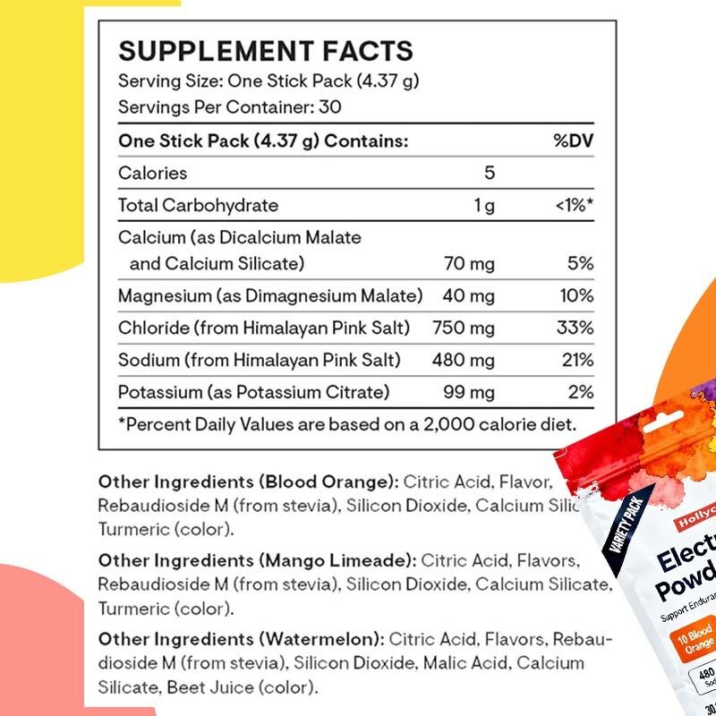 Sachets de poudre d'électrolytes avec sodium, potassium et magnésium pour une hydratation rapide et la performance sportive d'endurance
