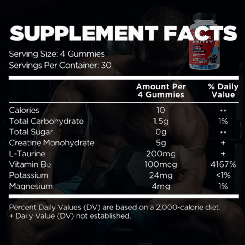 120 Gommes OEM | Saveur Framboise | Supplément Pré & Post-Entraînement pour la Force Musculaire & la Récupération Gommes de Créatine
