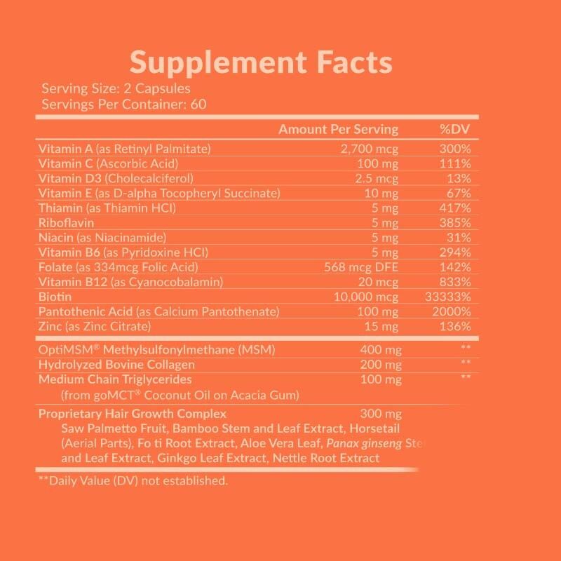 OEM/ODM Hair Growth Vitamins for Women with Biotin, Collagen, Saw Palmetto, Stronger & Healthier Hair, Skin and Nails Support