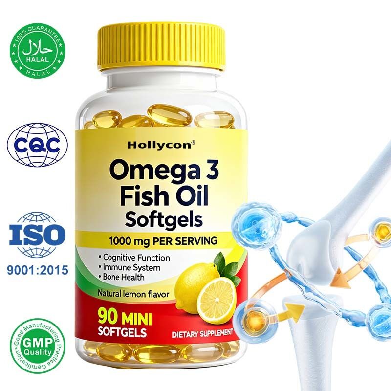 Huile de poisson oméga-3 de haute résistance 1000 mg par portion 90 compte gels doux pour la santé du cœur et du cerveau