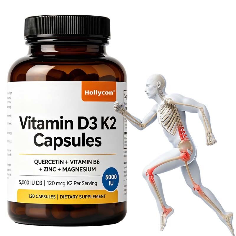 Les capsules de vitamine D3 K2 contenant de la vitamine B6, du zinc et de la quercétine soutiennent la santé énergétique, immunitaire et musculaire des hommes et des femmes