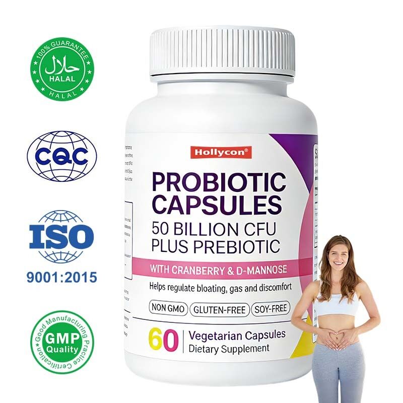 Capsules probiotiques de marque privée, 50 milliards d'UFC, soutien immunitaire, santé digestive, complément alimentaire prébiotique, vente en gros