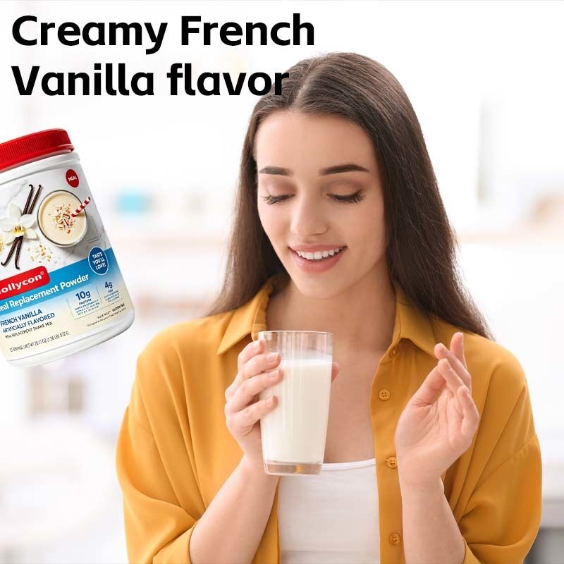 Vente en usine Poudre de remplacement de repas Arôme de vanille française Vitamines Minéraux Protéines Fibre Satisfaction durable
