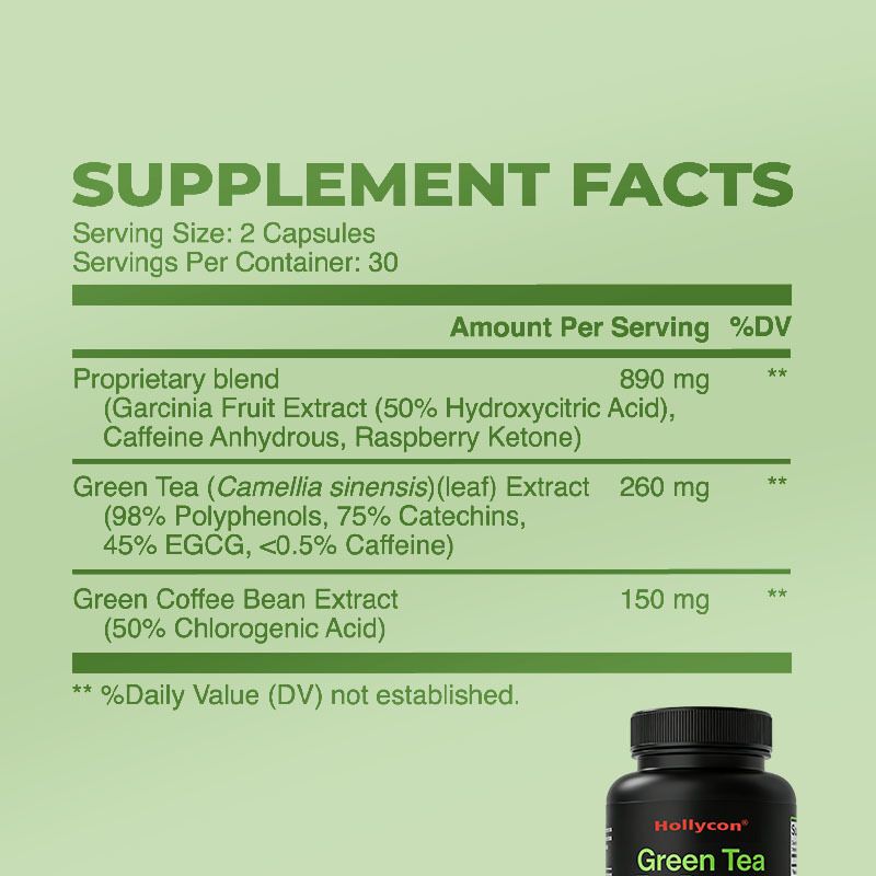 Capsule d'extrait de thé vert de l'usine favorise l'énergie le soutien métabolique la clarté mentale le focus général le bien-être complément minceur