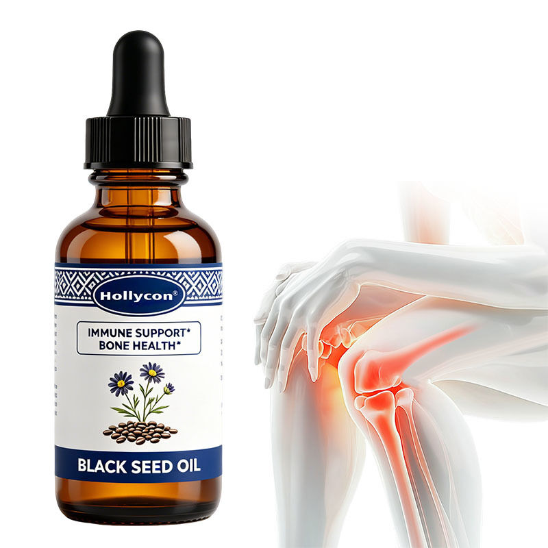 OEM/ODM Gouttes d'huile de graines noires personnalisées avec vitamine D3 K2 & E pour la santé immunitaire et osseuse dans un emballage personnalisable