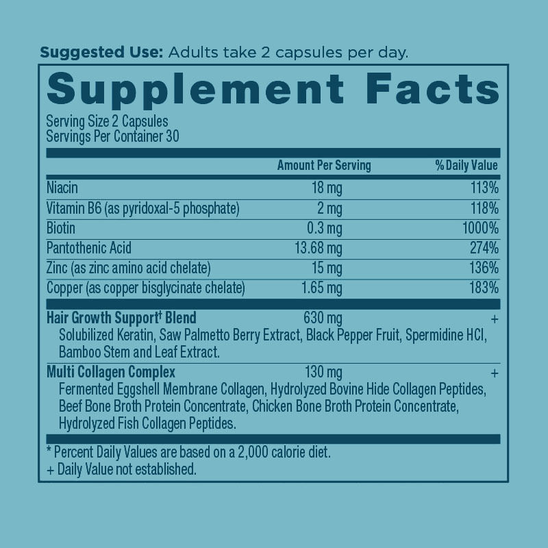 Formule composée de collagène Capsules de bien-être capillaire avec une nutrition légère pour les cheveux et des nutriments pour le soin de la peau