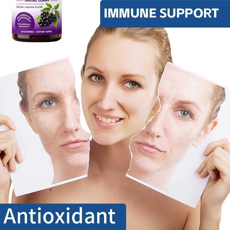 Des gommes à mâcher naturelles de Sambucus Elderberry 60 gommes par bouteille avec personnalisation OEM