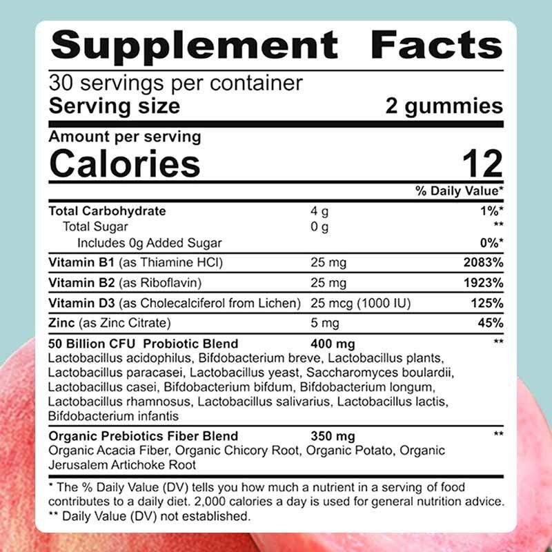Probiotic Prebiotic Gummies with Dual Compound Formula for Balanced Inner Body Nutrition and Customizable OEM Service