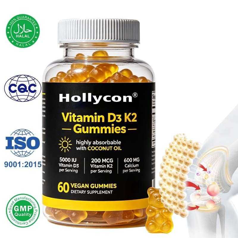 Customizable Flavor Vitamin D3 K2 & Calcium Gummies for Strong Bones & Healthy Joints with 24 Months Shelf Life