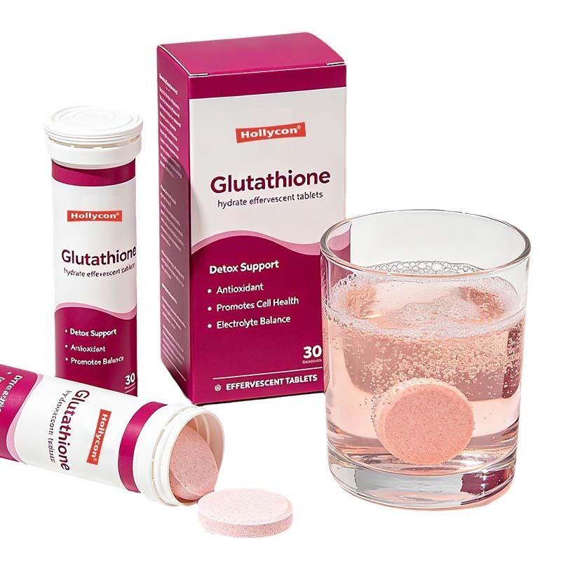 Private Label Customizable Hydrated Glutathione Effervescent Tablets with Antioxidant Related Constituents and Quick Dissolving Formula