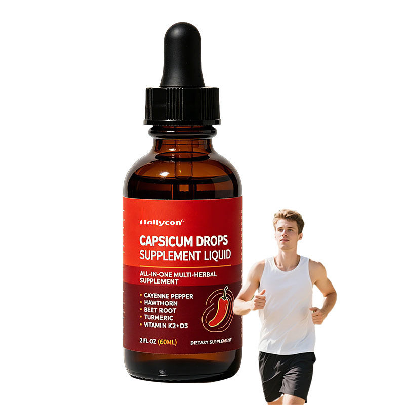 Gouttes liquides d'extrait de capsicum personnalisables OEM | Supplément nutritif multi-herbes de 60 ml avec une durée de conservation de 24 mois