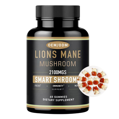 Mg organique 60 Gummies de Mane Mushroom Supplement 2100 de lions