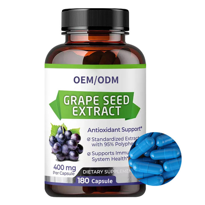 Suppléments antioxydants anti-fatigue Extrait de graines de raisin OEM Capsules 400 mg
