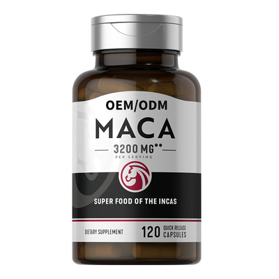 Les capsules noires organiques finales de Maca de santé d'hommes complètent la saveur faite sur commande