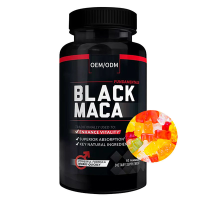 Vigueur Gummies d'énergie de poussée de supplément de racine de Maca de noir de Hollycon