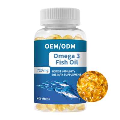 Huile de poisson Omega 3 Softgels capsulent la vitamine E DHA EPA pour le coeur Brain Joint Health