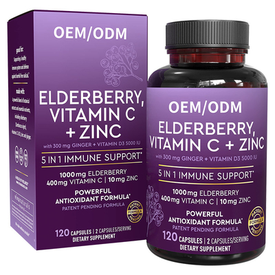 La baie de sureau de vitamine C + de zinc capsule l'antioxydant immunisé pour des adultes