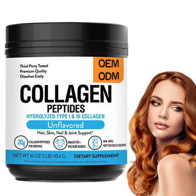 Les labels adaptés aux besoins du client engazonnent Fed Hydrolyzed Collagen Powder que 1 livre favorise l'élasticité de peau