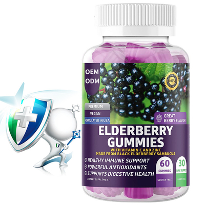Antioxydants puissants de Gummies de baie de sureau noire d'adultes emballés en baie de sureau avec la vitamine C de zinc