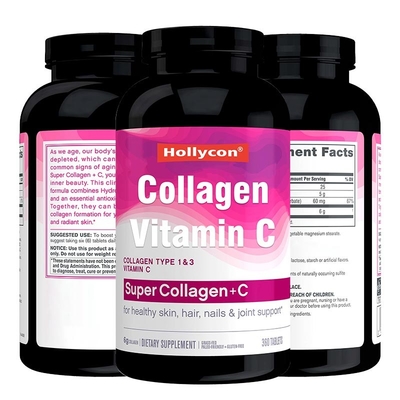 Le collagène complète les Tablettes organiques de vitamine C de soutien de peau et d'ongle de cheveux d'OEM