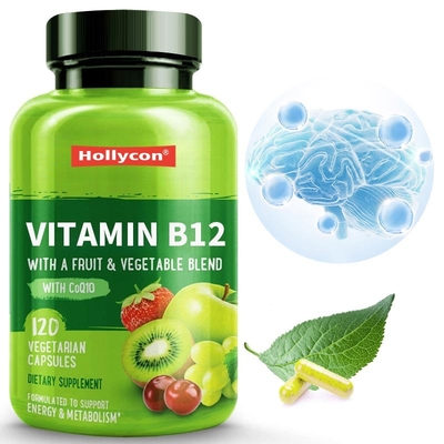 FDA Vitamine b12 Capsules Folate de méthyle Vitamine B6 Mélange de fruits et légumes Soutient l'énergie Végétalien sain