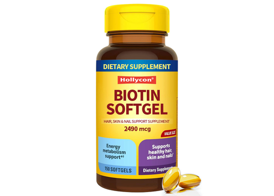 Biotine Softgels 150PCS pour soutenir les cheveux sains, la peau et les ongles Supplément alimentaire