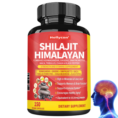 Shilajit Himalayan Capsules Combinées Ashwagandha Ginseng Saw Palmetto Maca Tribulus Chaga et poivre noir