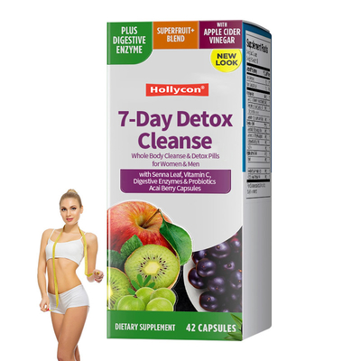 Capsules de désintoxication de 7 jours avec feuille de séna Vitamine C Enzymes digestives Probiotiques Capsules de baies d' acaï