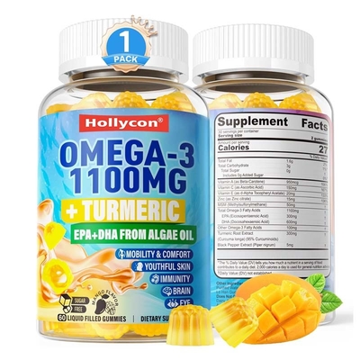 Support OEM DHA Vitamine A C E Zinc Curcuma pour les adultes Oméga-3 gomme liquide