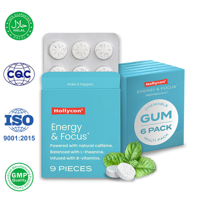 Fourniturs de gomme à café L-théanine Vitamine B12 Augmenter la concentration énergétique Booster du cerveau